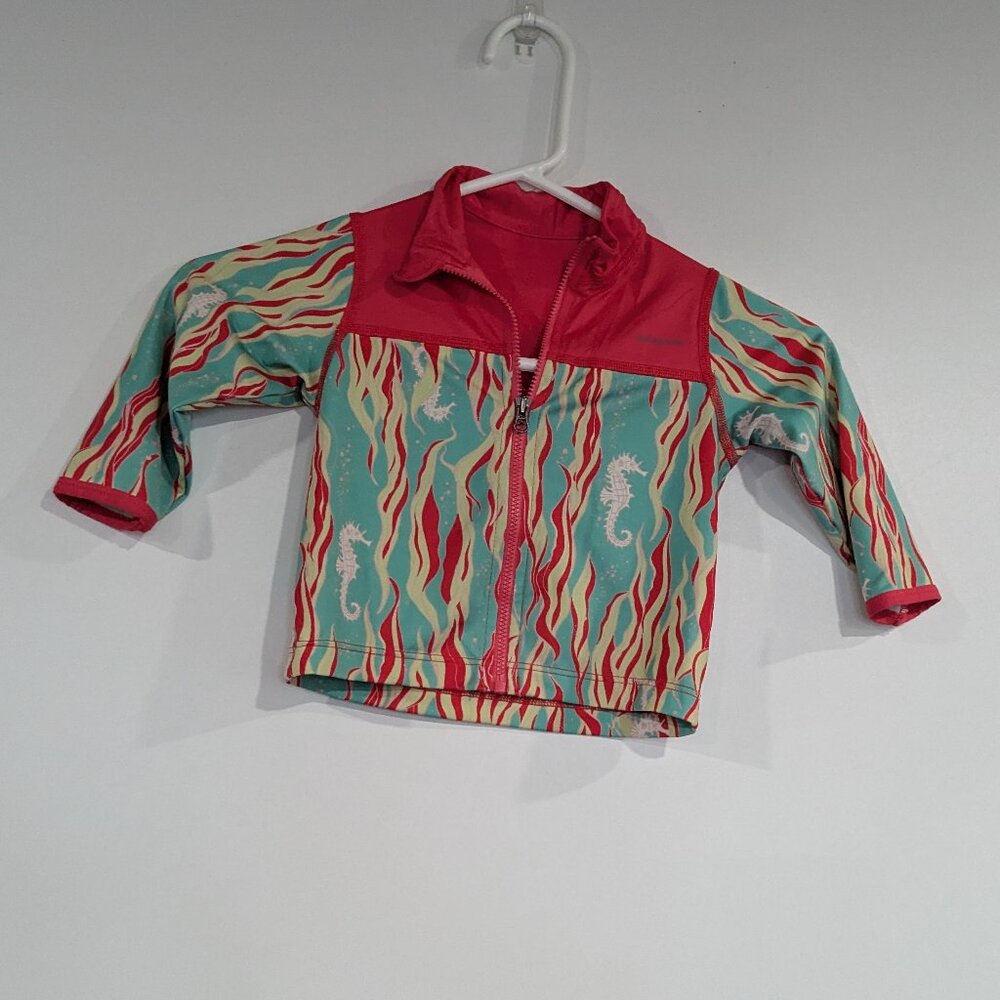 Patagonia Patterned Zip Up Rashguard Top Pink Turquoise Size 3T